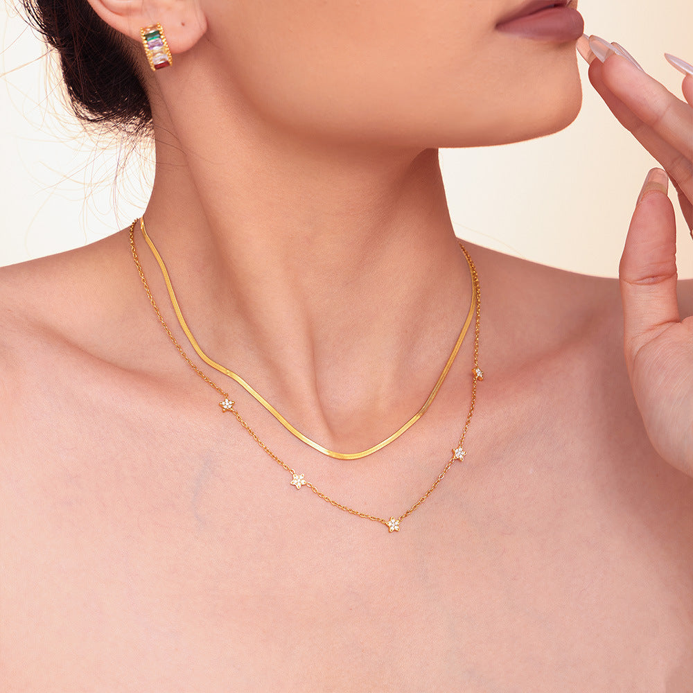 Wholesale Light Luxury Star Design Stainless Steel Zircon Necklace Gift Jewelry Accessory