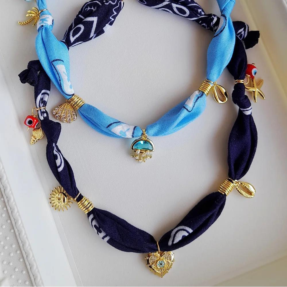 Wholesale Stainless Steel  Knotted Ribbon Cloth Handmade Necklace