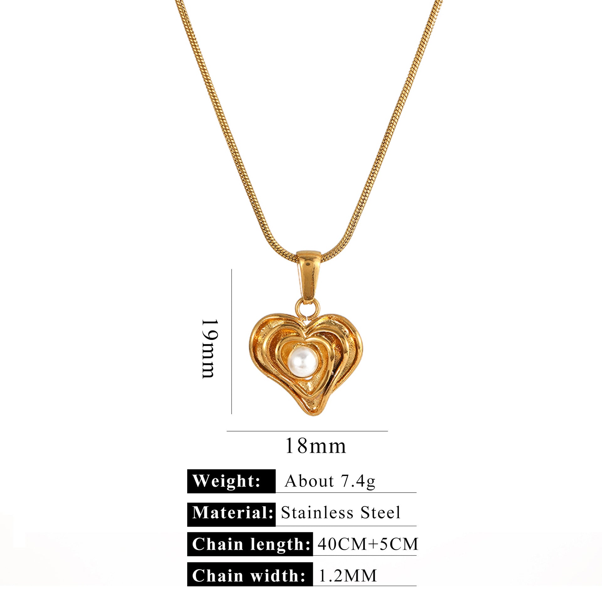 Wholesale Stainless steel 18k gold 40 5 necklace imitation pearl pendant necklace five-pointed star bow love chain gift