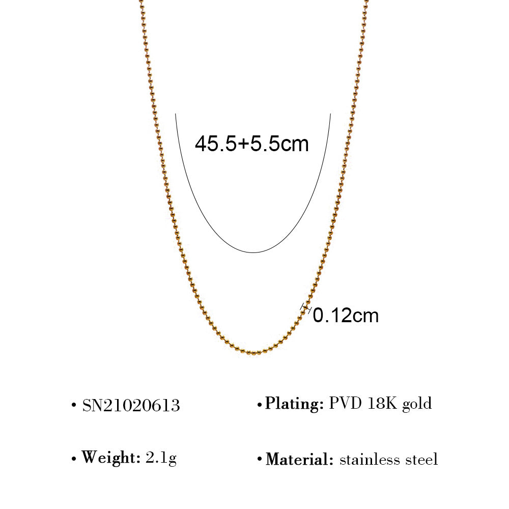 Wholesale Titanium Steel 18K plain chain necklace women O-chain clavicle chain accessories