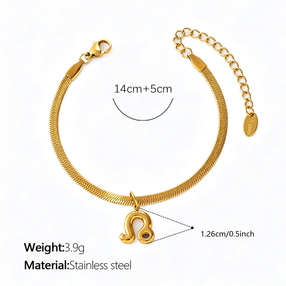 Wholesale Vintage Zodiac Stainless Steel Bracelet 18K Gold Plated Travel Souvenir Jewelry Accessory