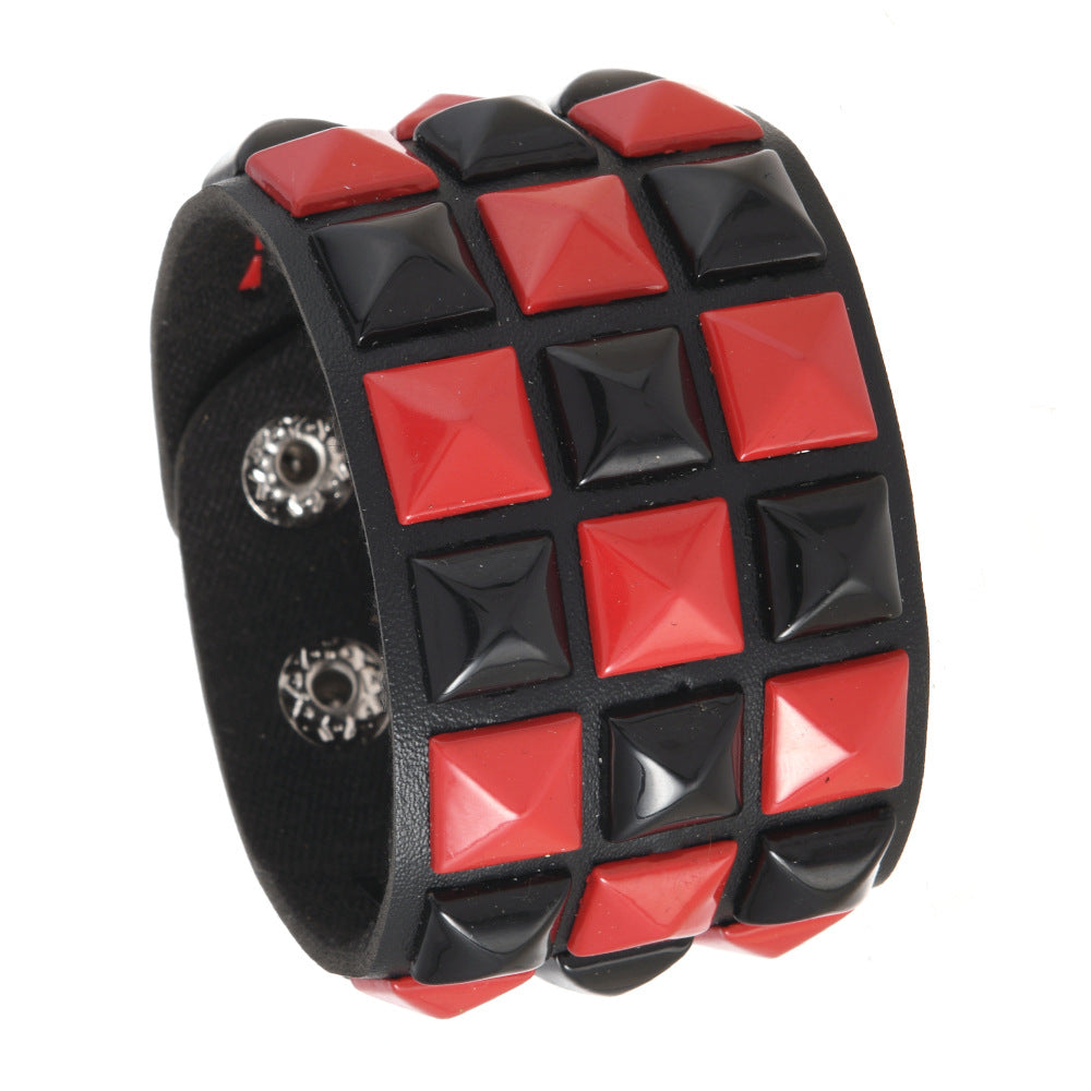 Wholesale Square Rivet Bracelet Men' s Personalized  Bracelet