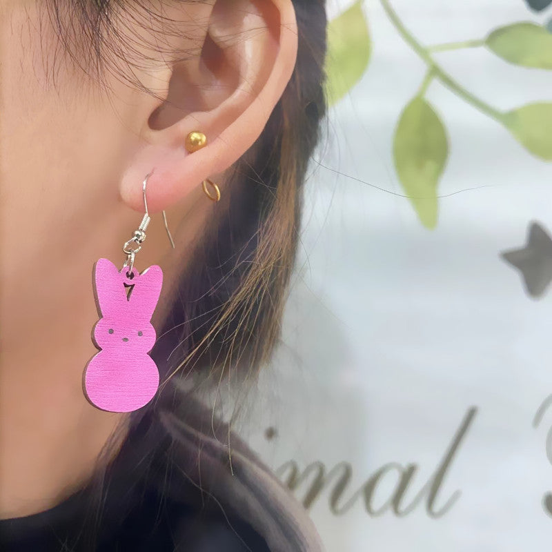 Wholesale Easter Bunny Wooden Earrings Necklaces