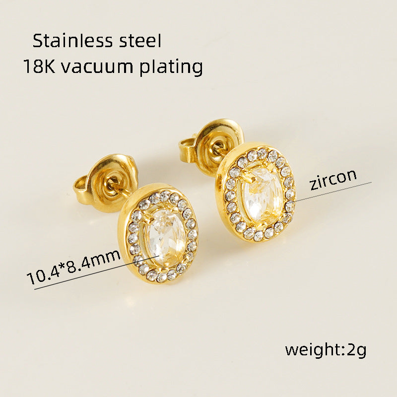 Wholesale Stainless Steel Love Zircon 18K Water Drop Sunflower Earrings ACC-ES-Zhongy002
