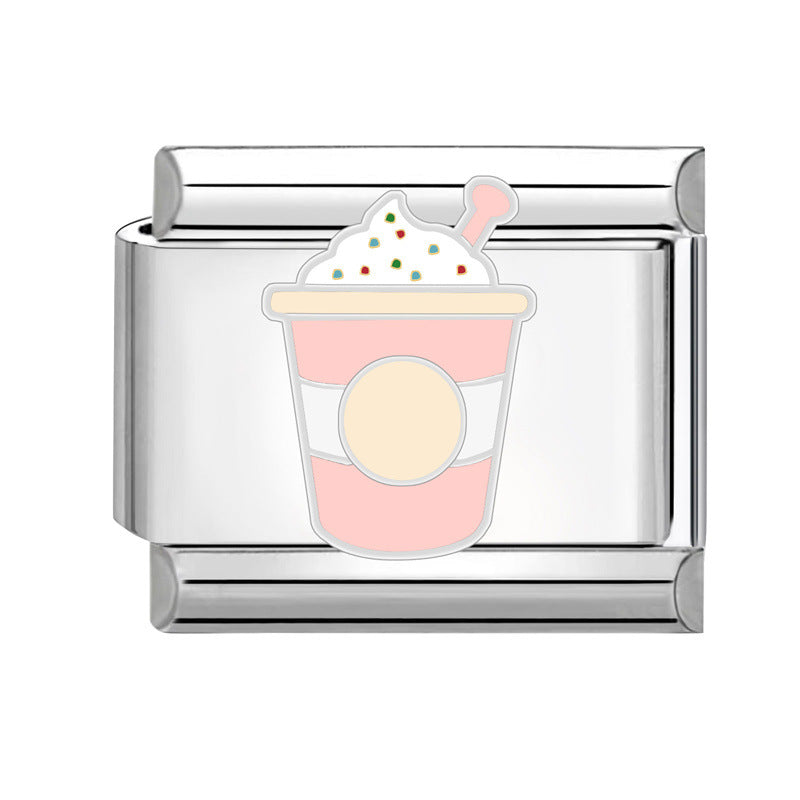 Wholesale Italian Charm Bracelet 9mm DIY Splicing Cute Creative Ice Cream Stainless Steel Composable Bracelet