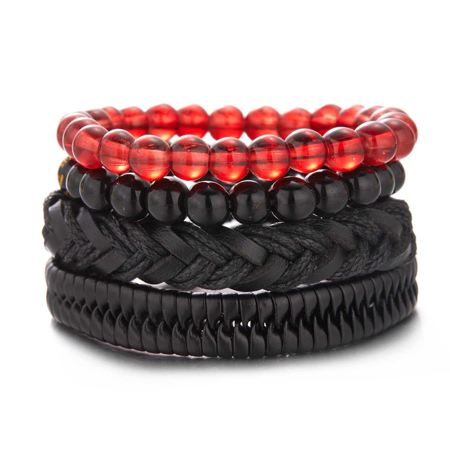 Wholesale  men's beaded leather bracelet  combination bracelet set