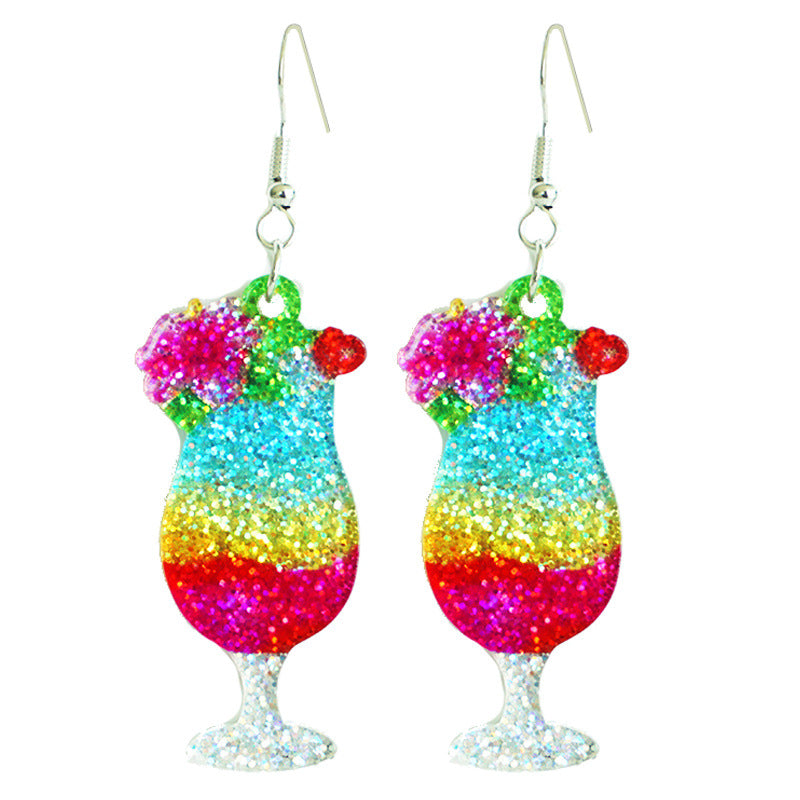 Wholesale 2 Pairs/Pack Colorful Party Beer Festival Red Wine Cocktail Acrylic Earrings ACC-ES-HY162