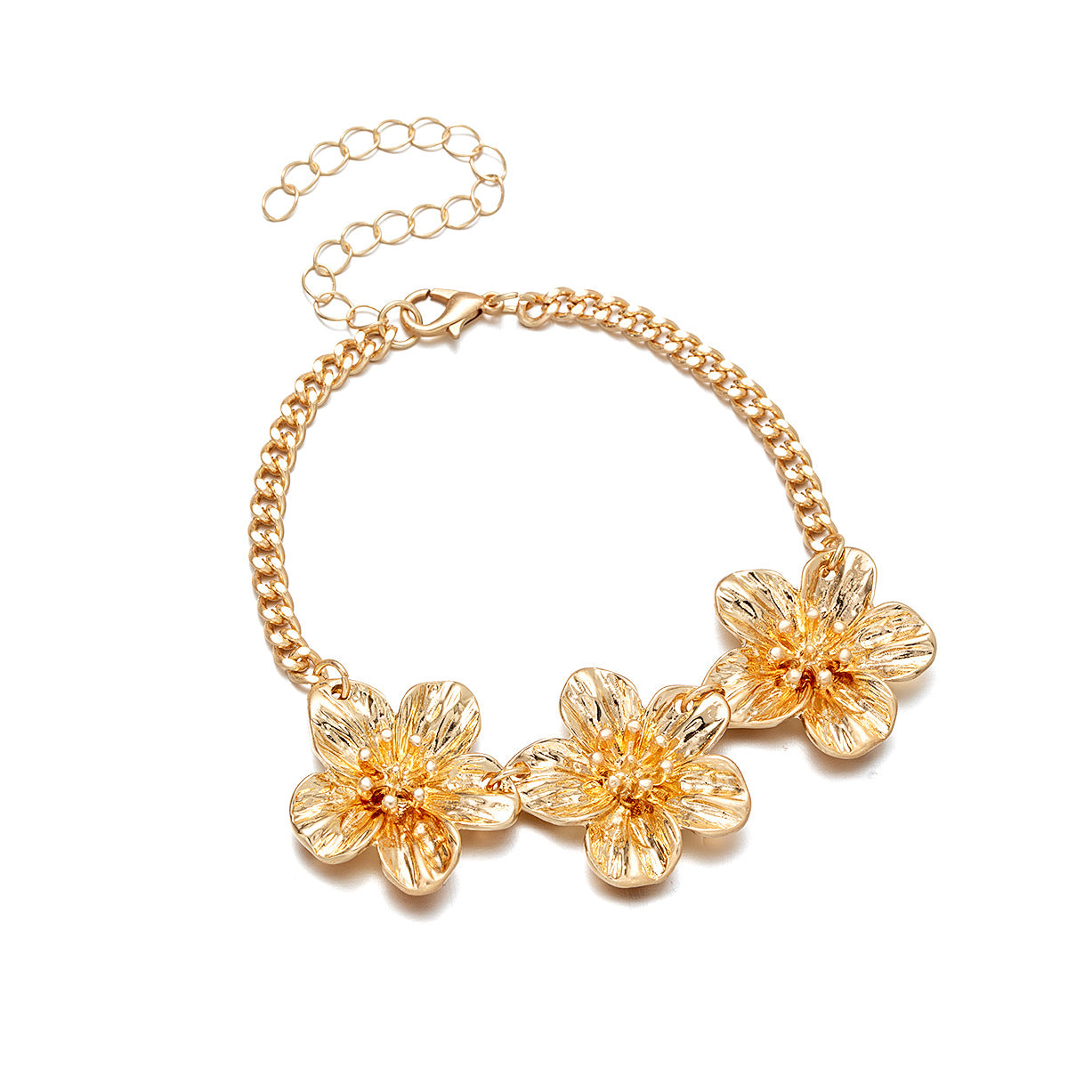Wholesale Exaggerated alloy flower adjustable thick chain women's anklet