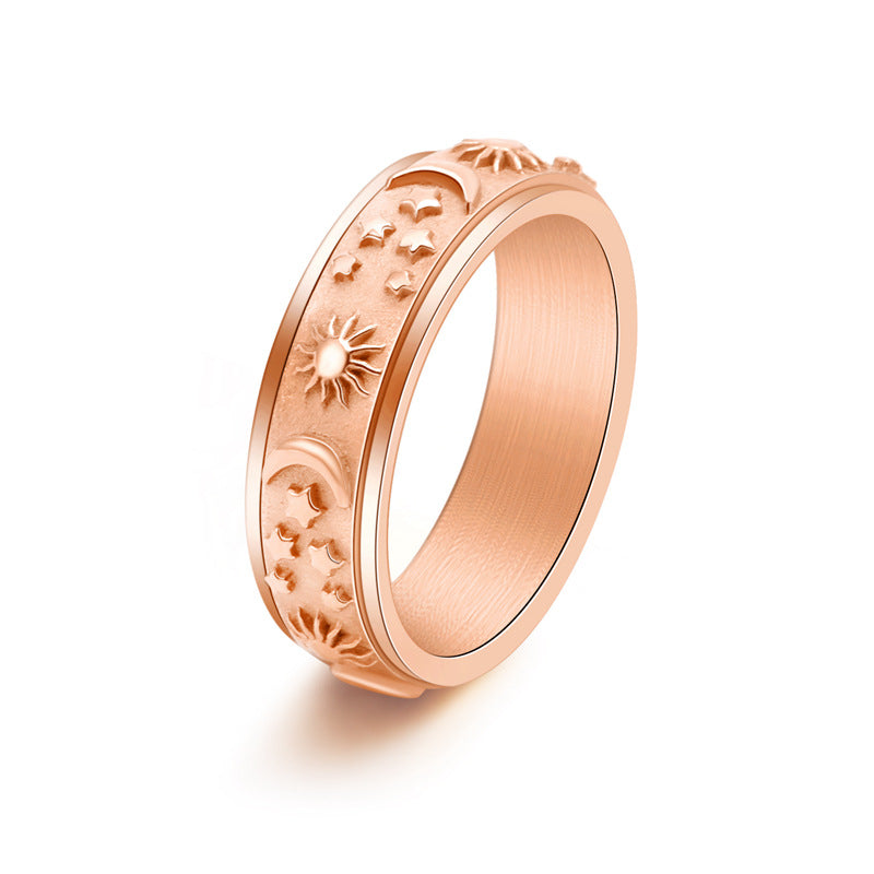 Wholesale 6mm wide Star Moon Sun rotatable ring