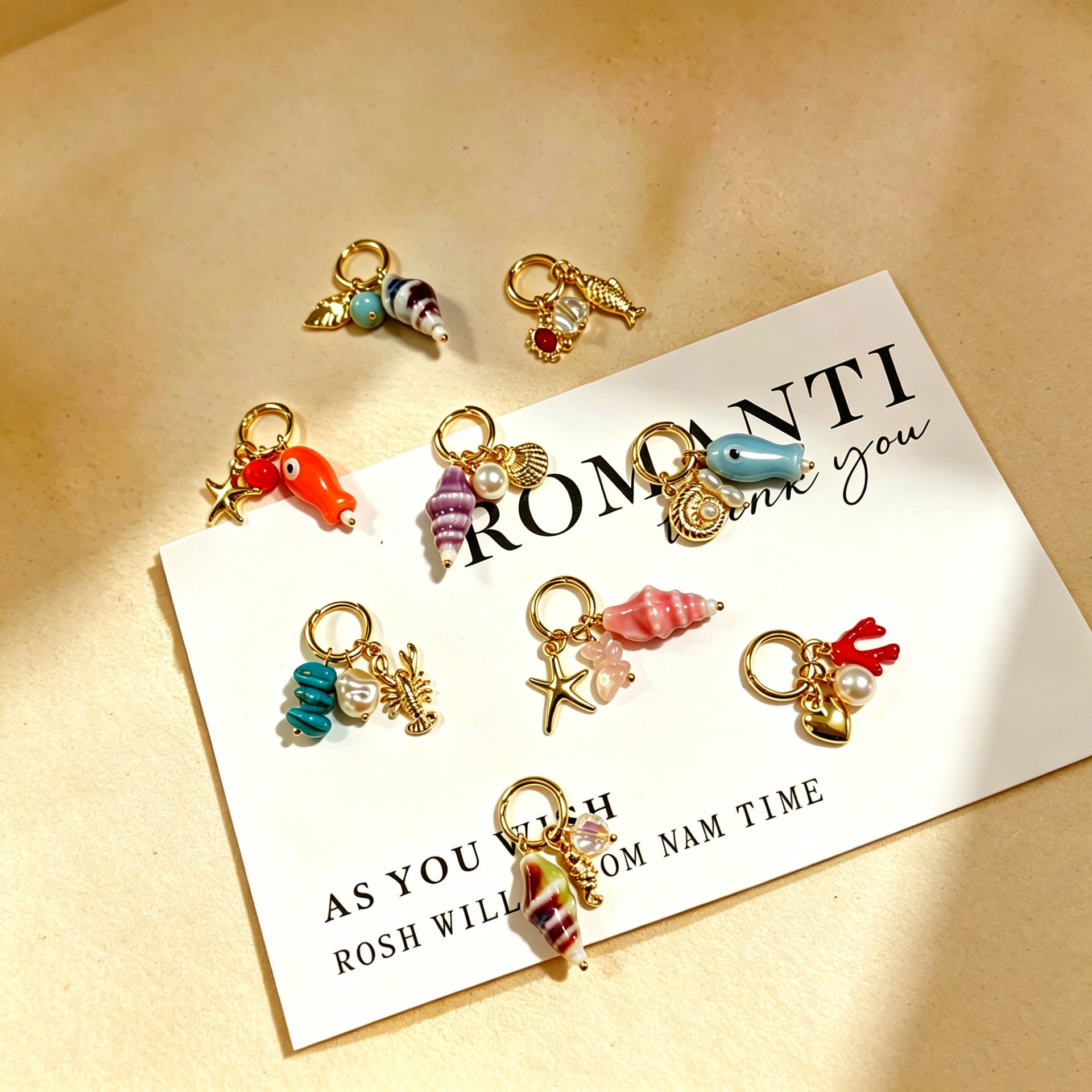 Wholesale Stylish Sun Moon Pendant Ear Cuff Earrings Gold Plated Ocean Beach Shell Jewelry Accessory For Women