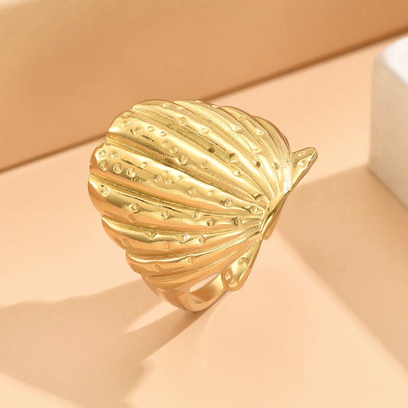 Wholesale Holiday Style Shell Starfish Open Adjustable Stainless Steel Ring ACC-RS-MiYi003