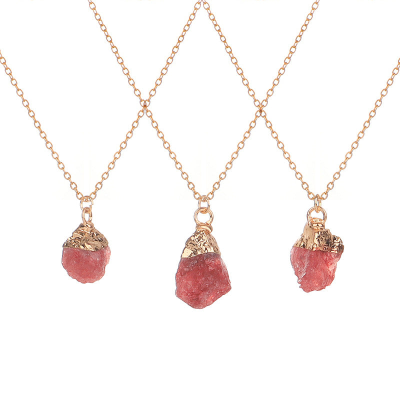 Wholesale Colored Natural Stone Irregular Birthstone Crystal Alloy Necklace ACC-NE-ZhuangZ005