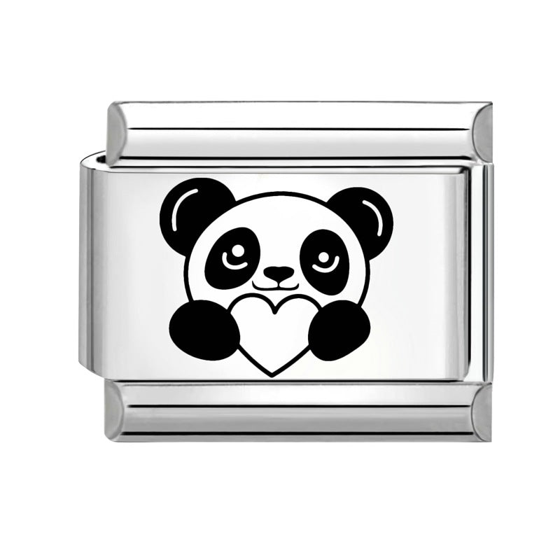 Wholesale  Italian Charm Bracelet 9mm DIY Splicing Removable Cartoon Panda Stainless Steel Composable Bracelet