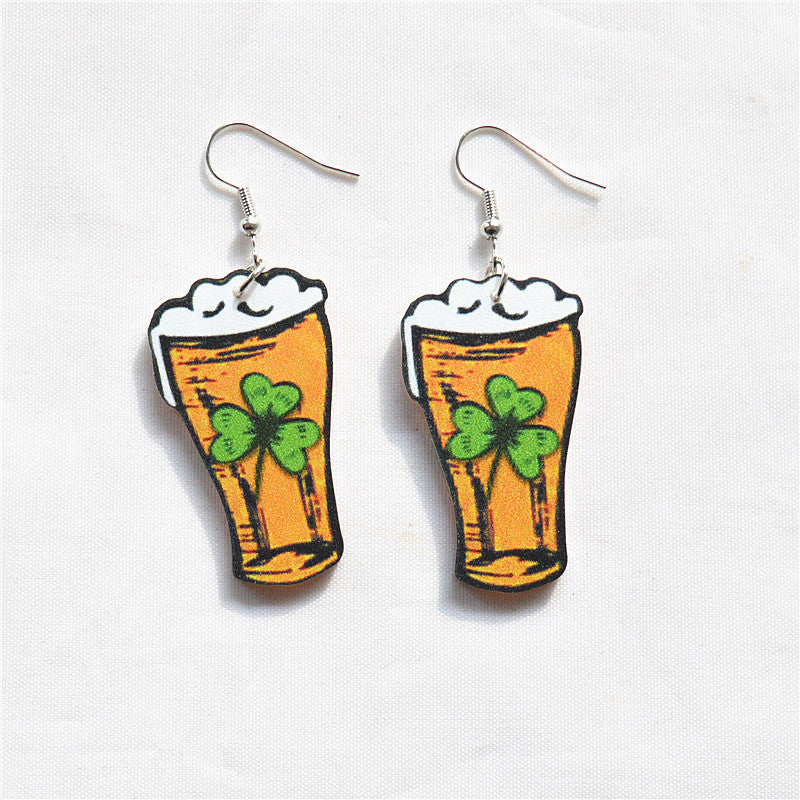 Wholesale St. Patrick's Day Green Man Earrings ACC-ES-XN036