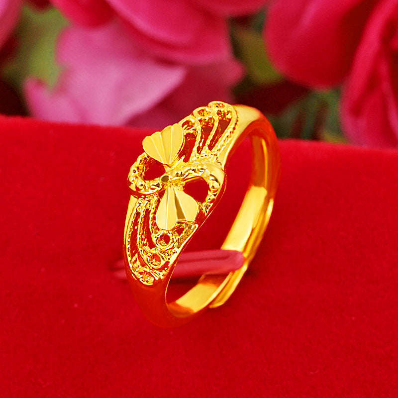 Wholesale Brass Gold Plated Open Gold Bow Ring ACC-RS-WanXi011