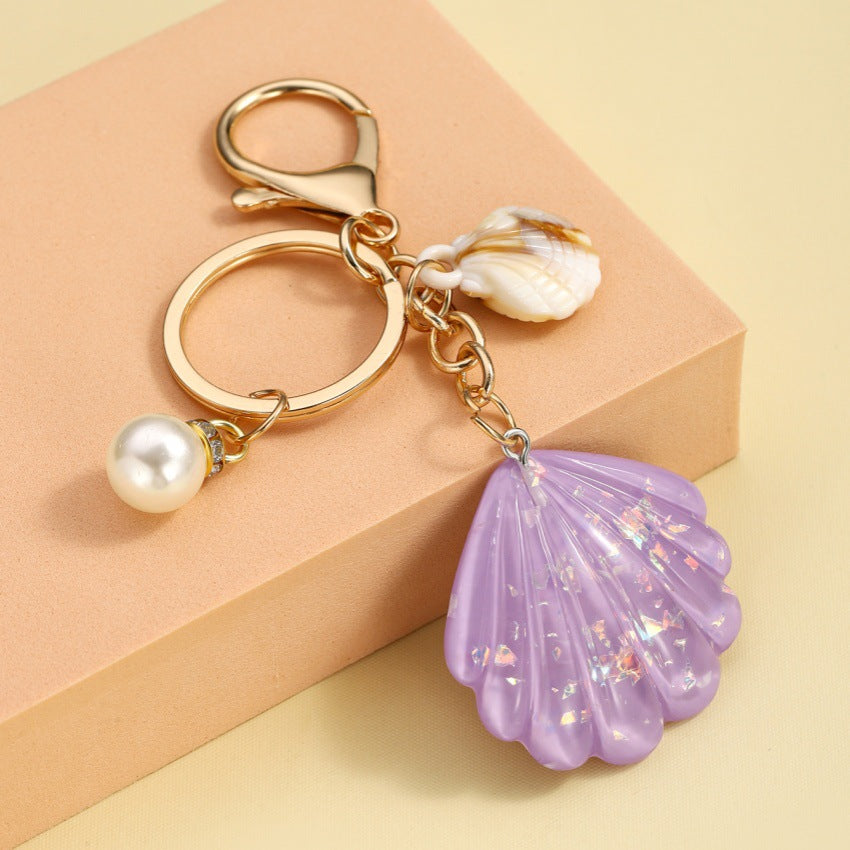 Wholesale Pearl Shell Keychain Diamond Pearl Ocean Series Keychain
