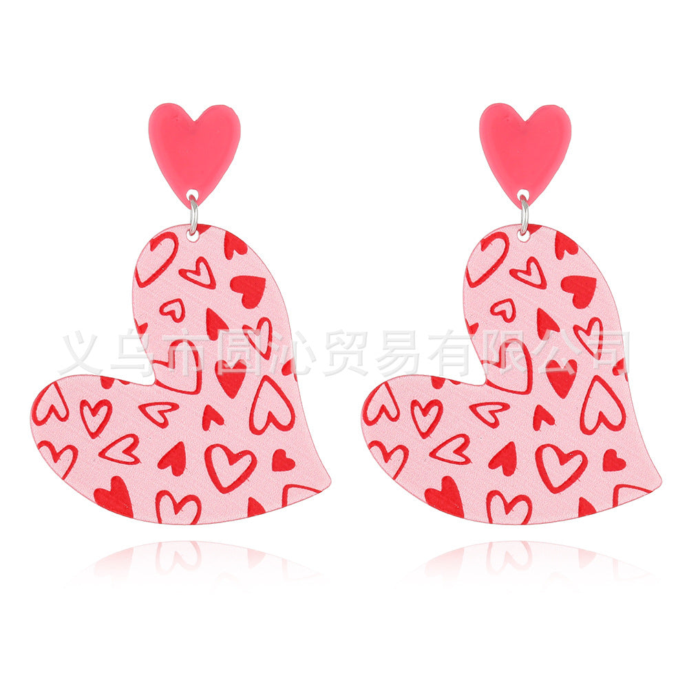 Wholesale Valentine's Day acrylic plate Red Love earrings