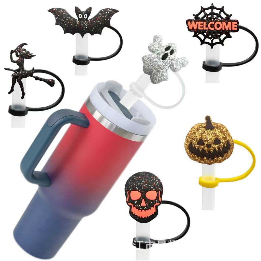 Wholesale 10pcs  themed spill prevention Straw Cover Straw Tube Cap