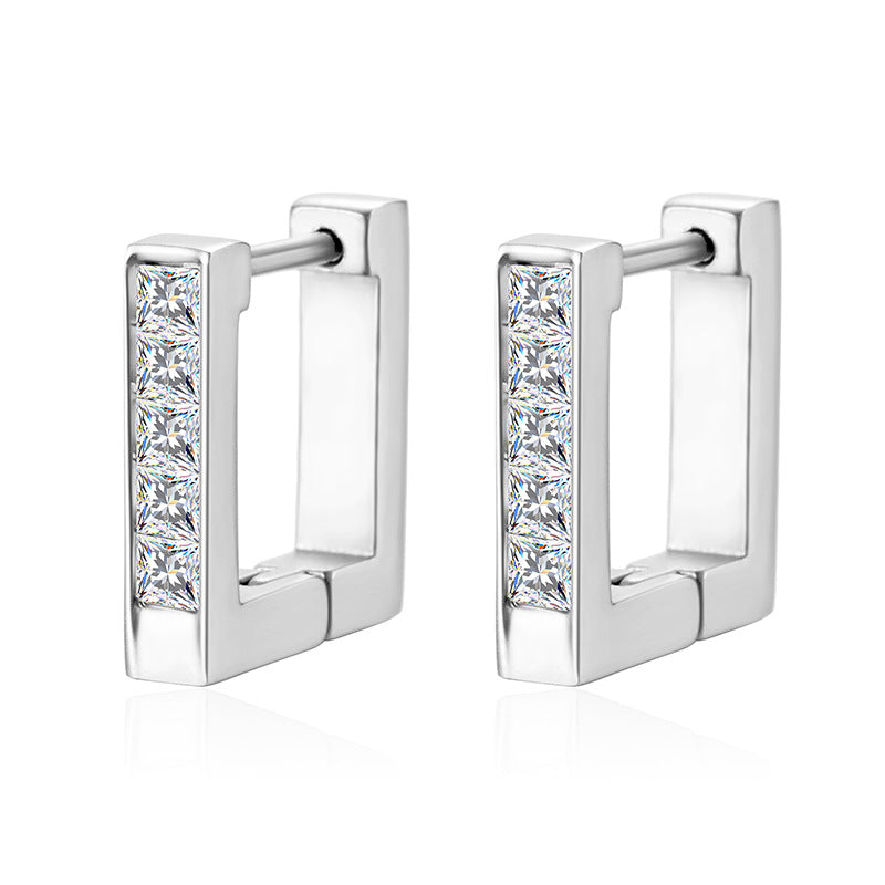 Wholesale Titanium Steel Square diamond earrings