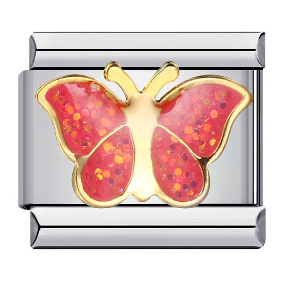 Wholesale Colorful Butterfly Italian Charm Bracelet DIY Stainless Steel Jewelry Accessory for Resale
