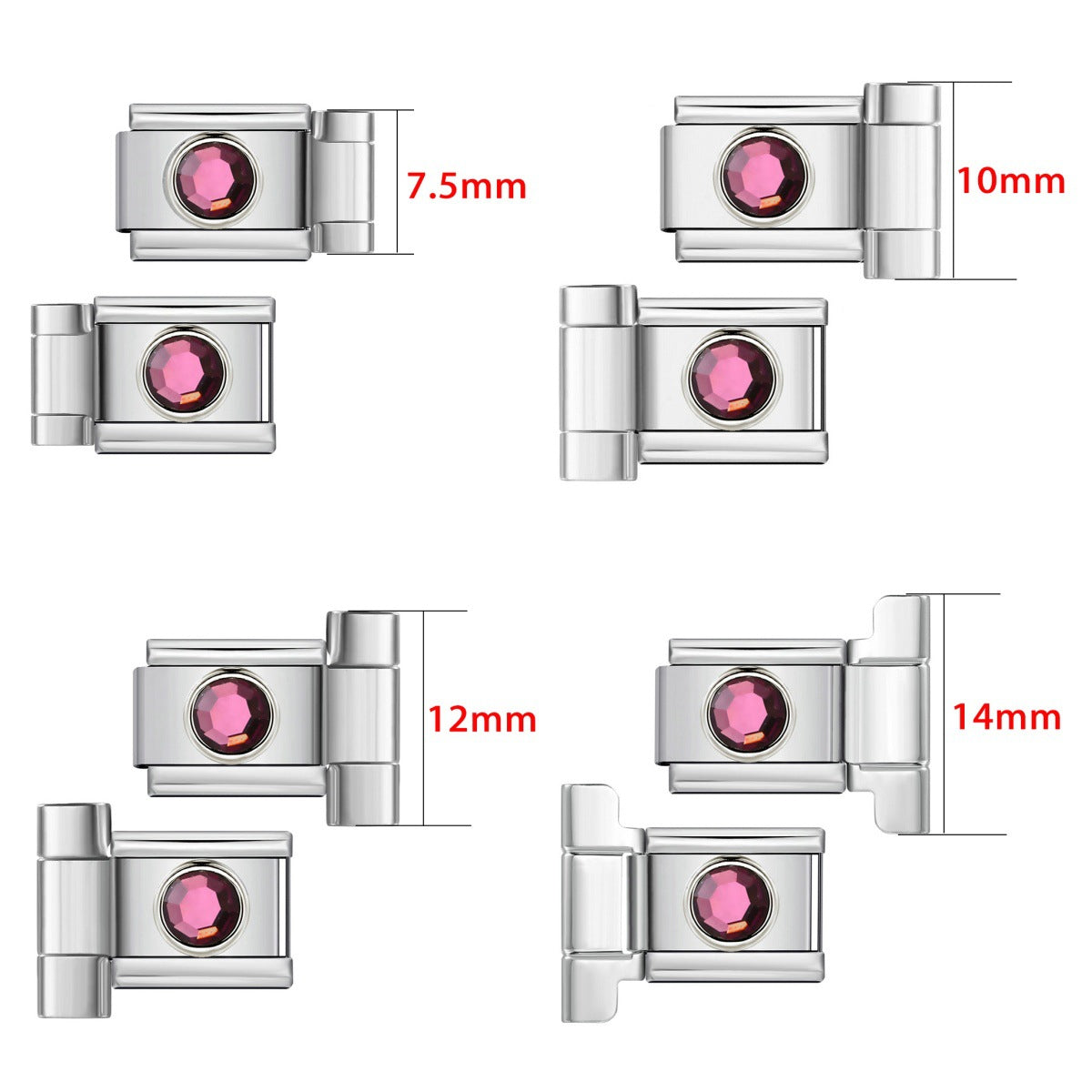 Wholesale Stylish Watch Band Connector Round Zircon Stainless Steel DIY Bracelet Charm Jewelry Accessory for Boutique Resale