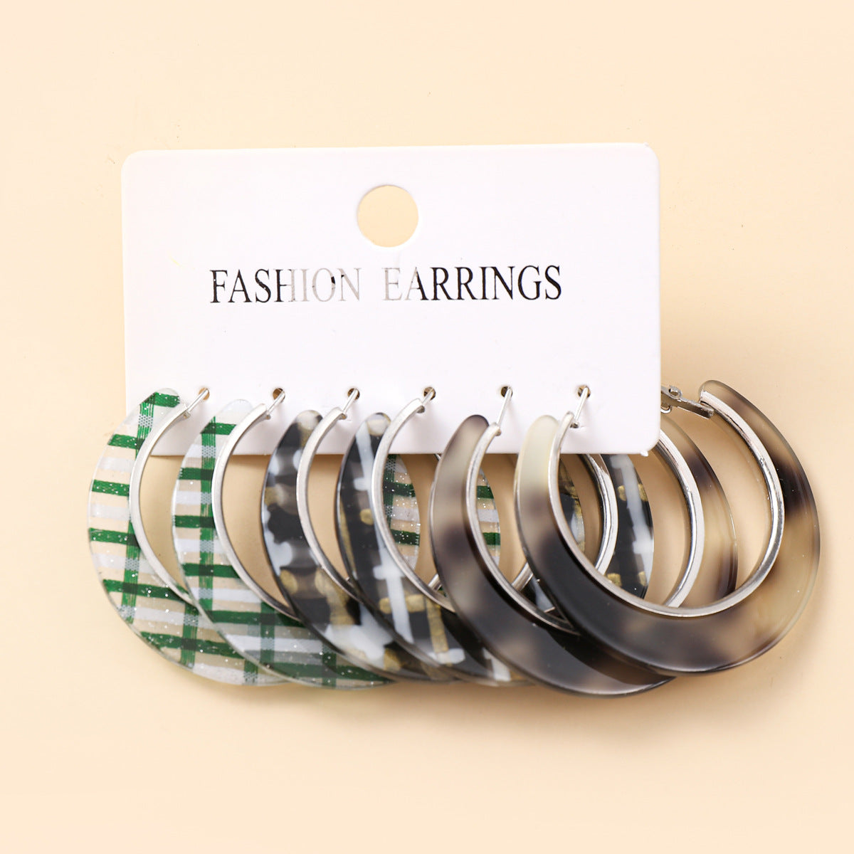 Wholesale Modern Acetate C-Shaped Round Earrings Geometric Design Gift Jewelry Accessory