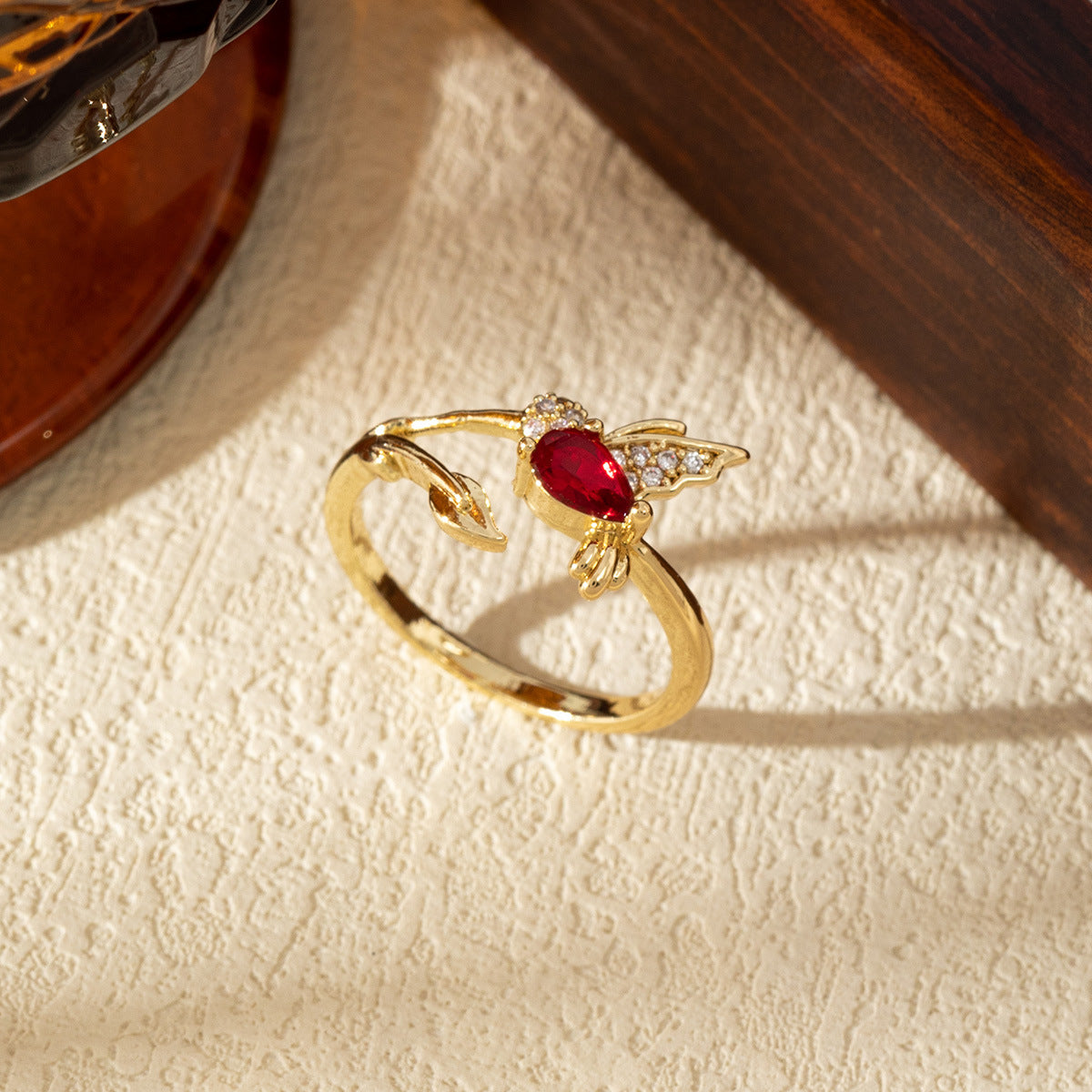 Wholesale Open Adjustable Flower Ring Copper Zircon Chic Jewelry Accessory