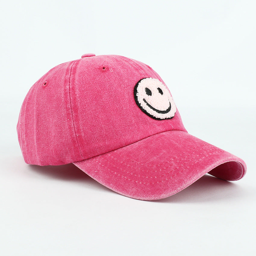 Wholesale Baseball Cap Plush Embroidered Patch Smiley Cotton Vintage Hat ACC-HT-RongZhao010