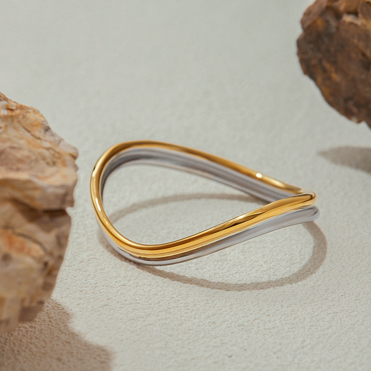 Wholesale  18K Gold Stainless Steel Gold and Silver Color Matching Double-Layer Color Matching  Bracelet