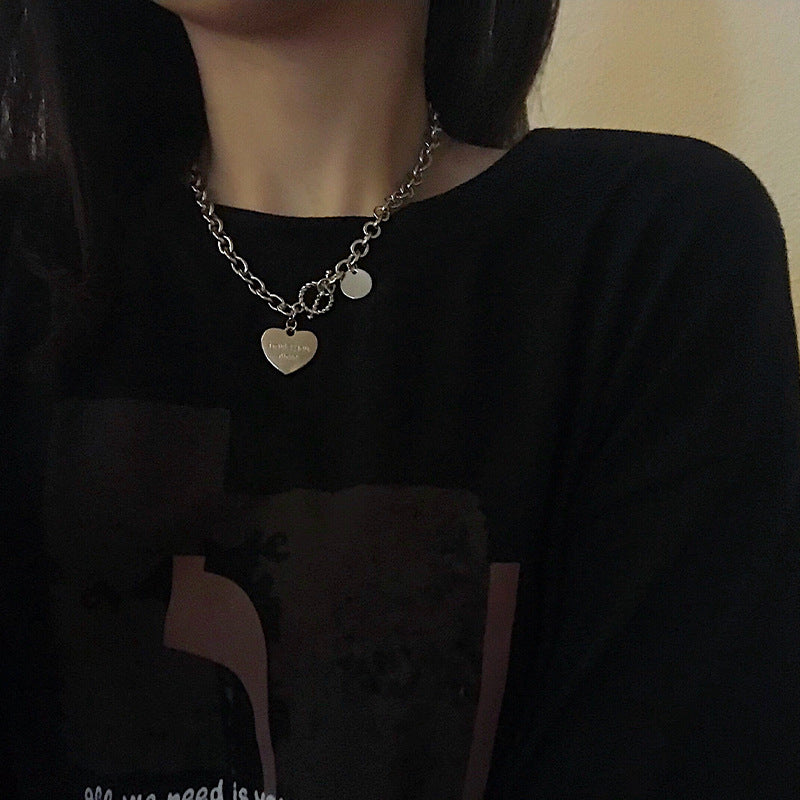 Wholesale Titanium Steel Non-fading Necklace Love Clavicle Chain Heart Necklace ACC-NE-Meihun007