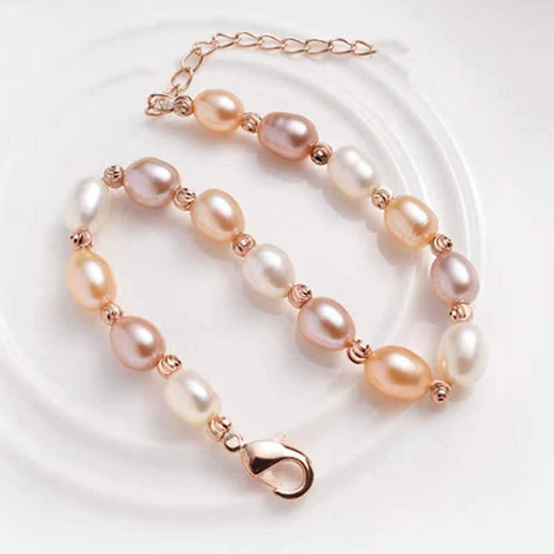 Wholesale French Romantic Colorful Pearl Bracelet Handmade Beaded Jewelry Accessory Gift for Women