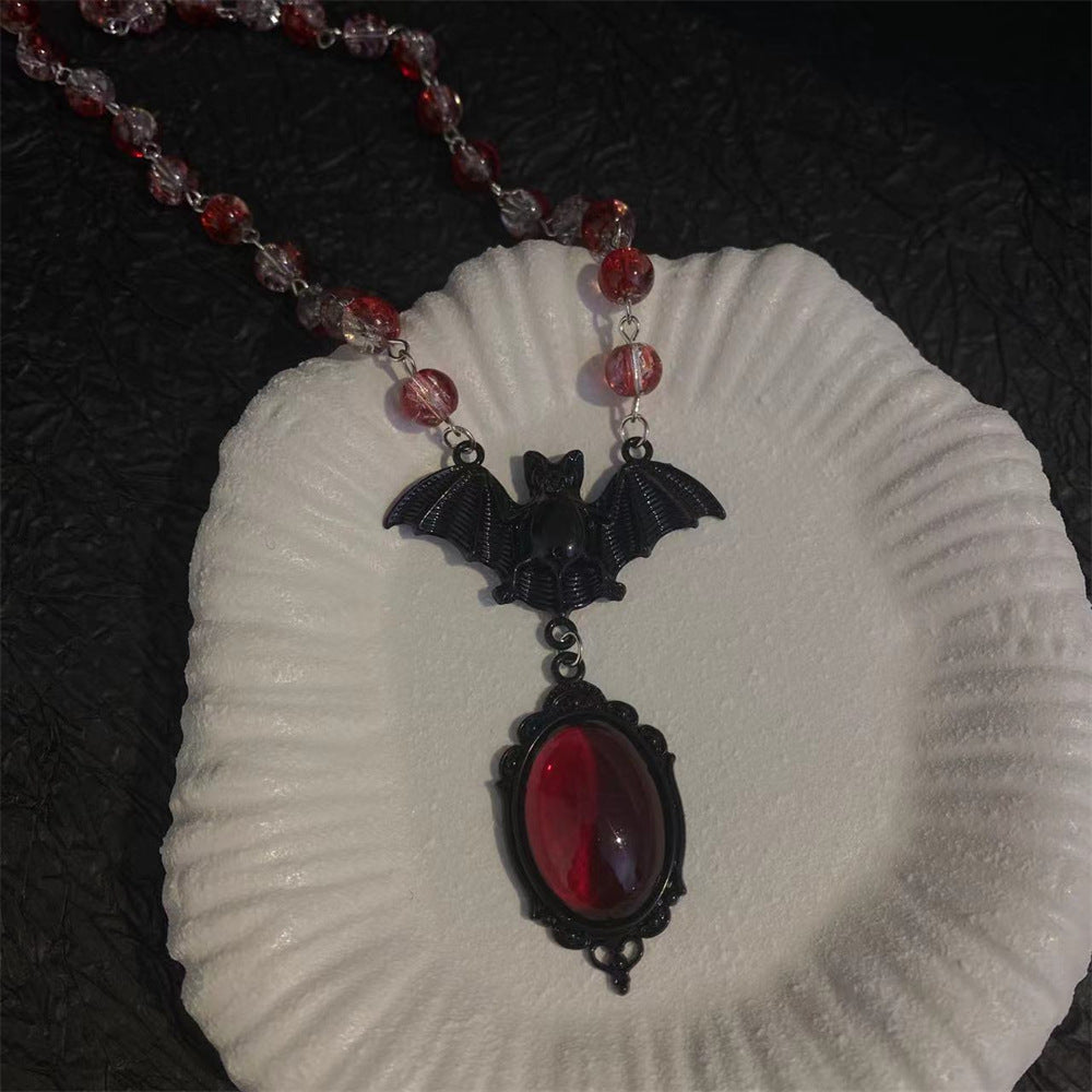 Wholesale Gothic Vampire Bat Red Crystal Choker Necklace  Party Jewelry Accessory