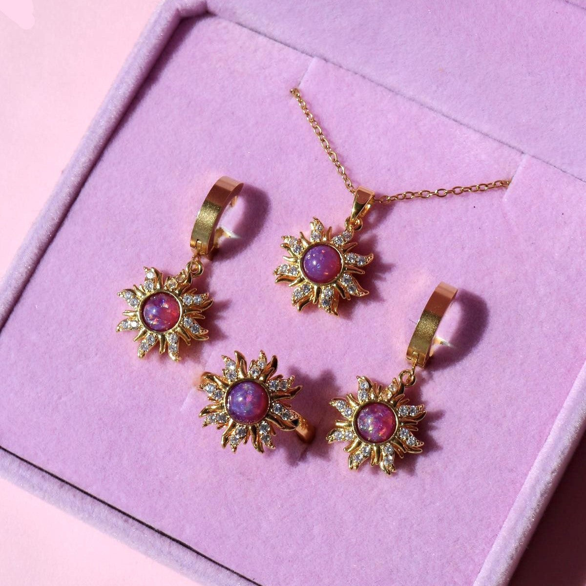 Wholesale Rotatable Opal Ring Decompression Necklace Opal Zircon Star Danger Rings Bracelet Necklaces