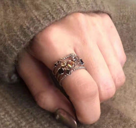 Wholesale Rhinestone Multi-Layer Open Ring Copper Electroplate Fashion Jewelry Accessory