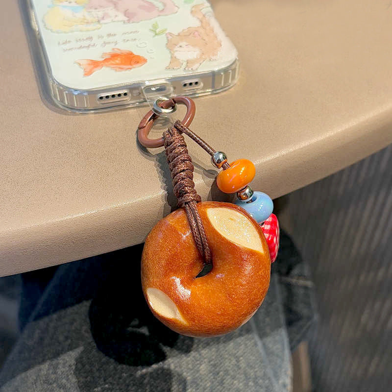 Wholesale Simulated Bread Bagel Phone Strap Charm - Ins Style Creative DIY Keychain for Camera Bag,  Resale Jewelry Accessory