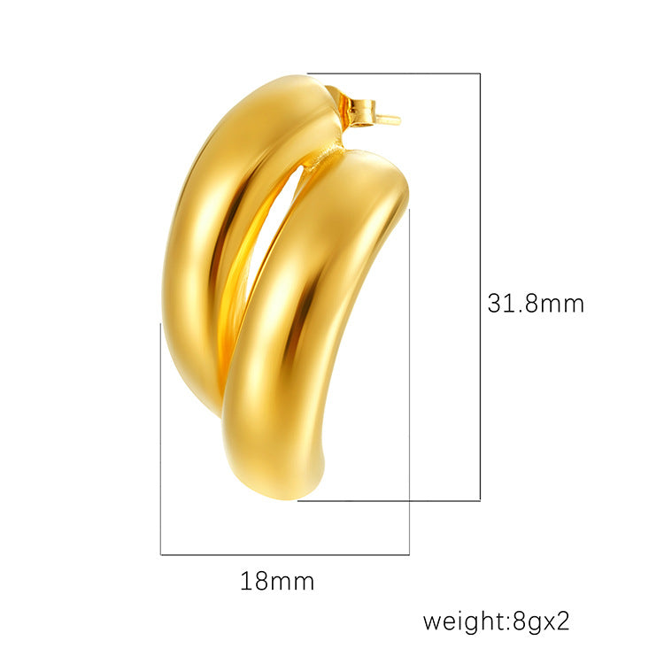 Wholesale  titanium steel exaggerated 18k gold earrings