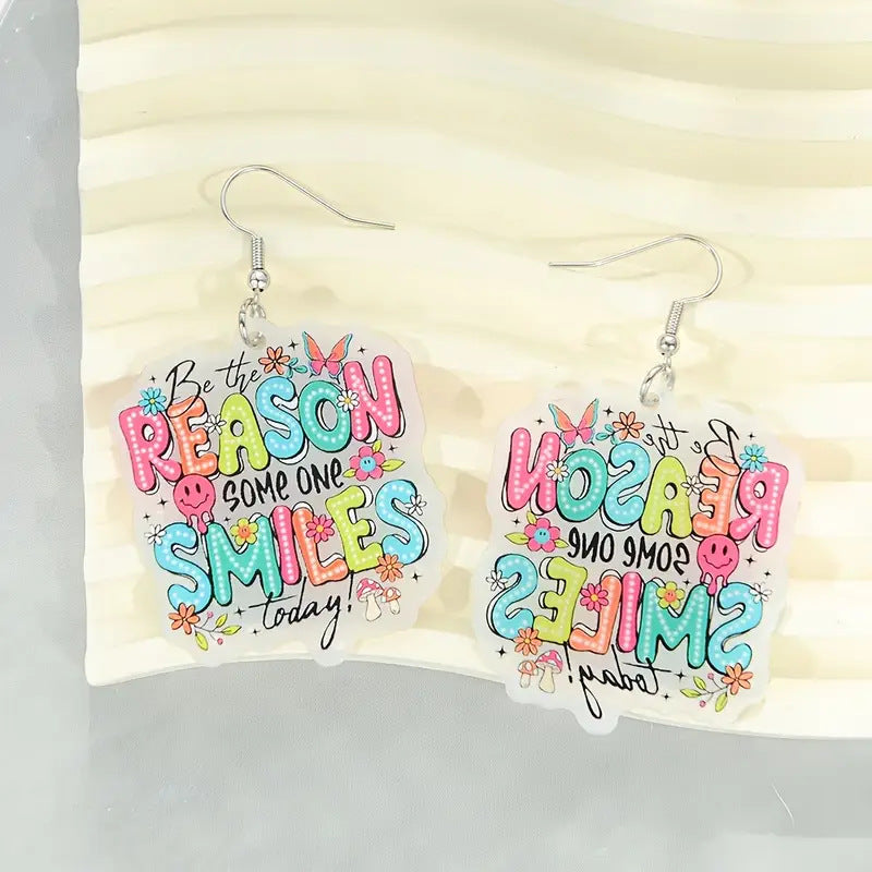 Wholesale humorous English letters acrylic encouraging meaning earrings