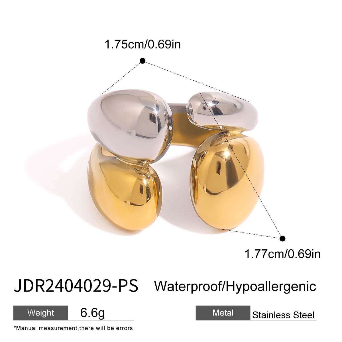 Wholesale  18k gold stainless steel ins wind line double smooth ring