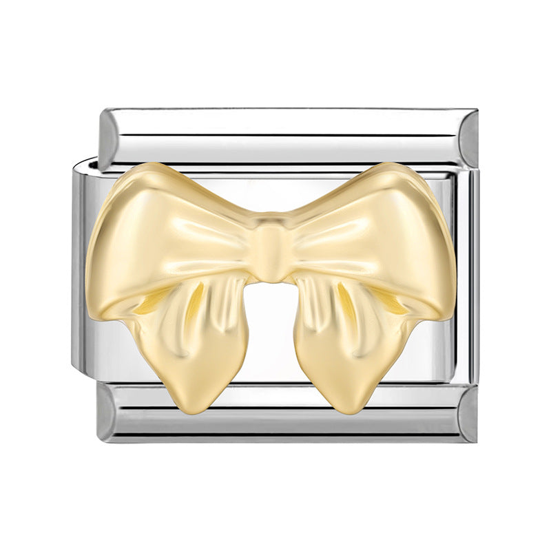 Wholesale Italian Charm Bracelet 9mm DIY Splicing Gold Butterfly Bow Stainless Steel Composable Bracelet