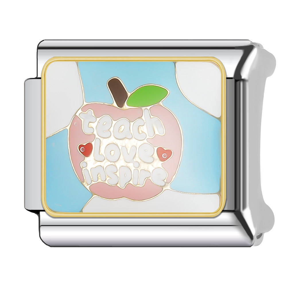 Wholesale Italian Charm Bracelet 9mm DIY Splicing Tutorial Student Series Stainless Steel Composable Bracelet