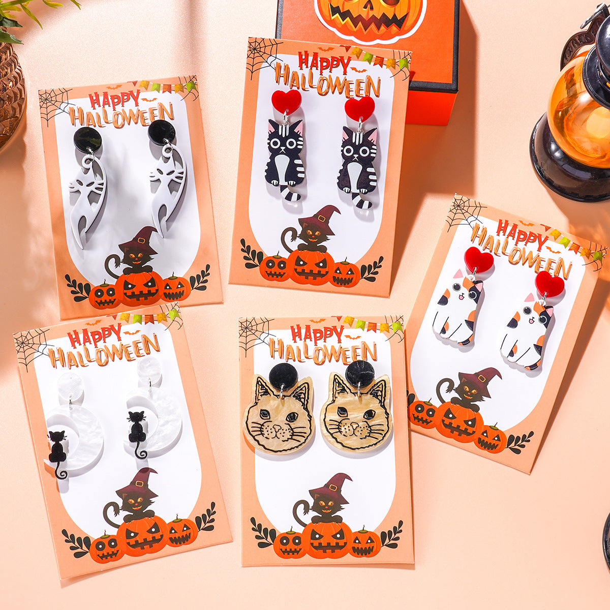 Wholesale Halloween Acrylic Cat Earrings ACC-ES-Ditong002