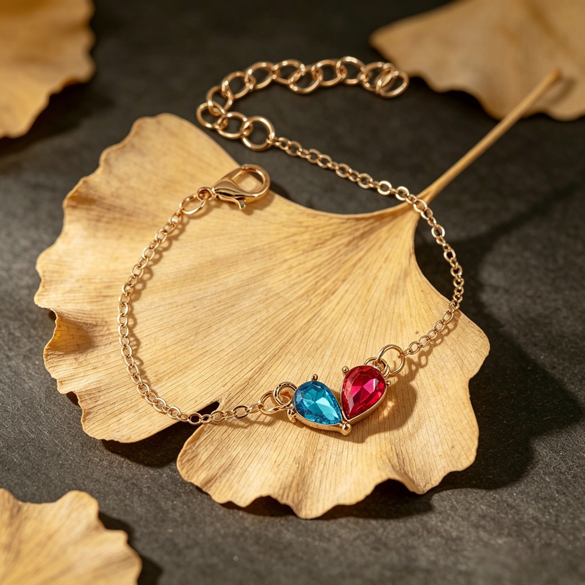 Wholesale Women S Gold Tone Drop Stone Bracelet Blue White Mix Trendy Jewelry Accessory Gift