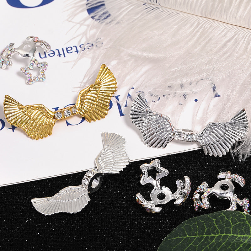 Wholesale 25pcs Heavy Rhinestone Angel Wings Diamond Hoop Bead Holder Diy Accessories ACC-BDS-BLG090
