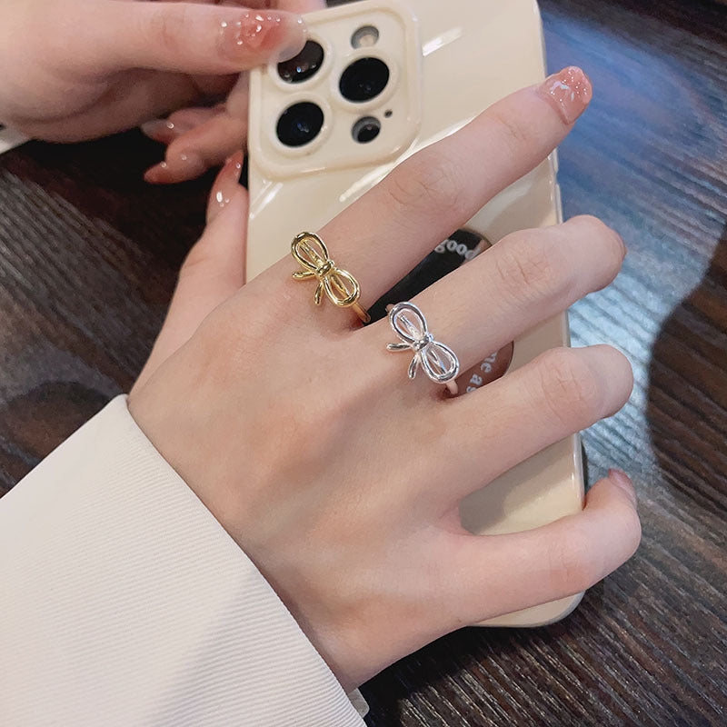 Wholesale S925 Silver Bowknot Open Ring ACC-RS-ChaoXuan003