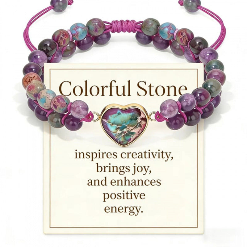 Wholesale Amethyst Double Row Love Woven Bracelet Women' s Fashion Jewelry Accessory
