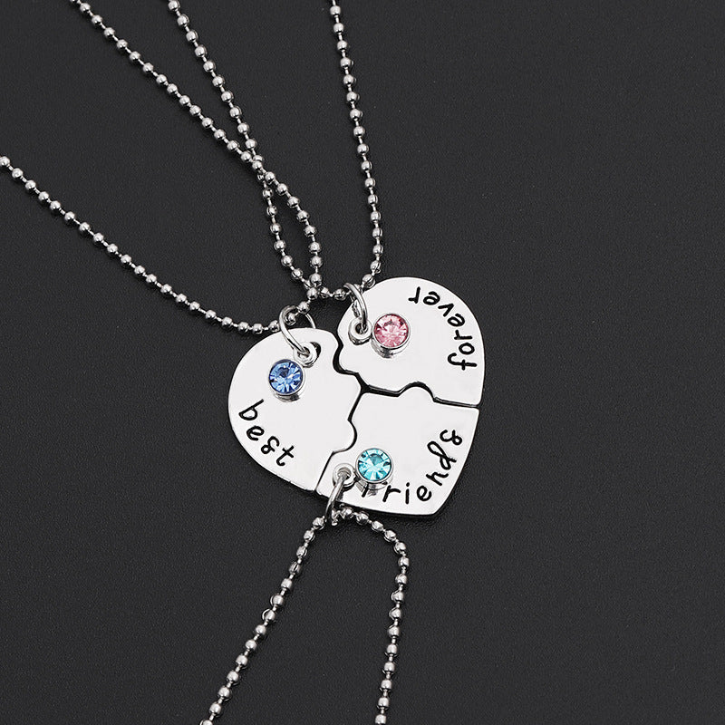 Wholesale Friendship Three-piece All-match Heart-shaped Necklace