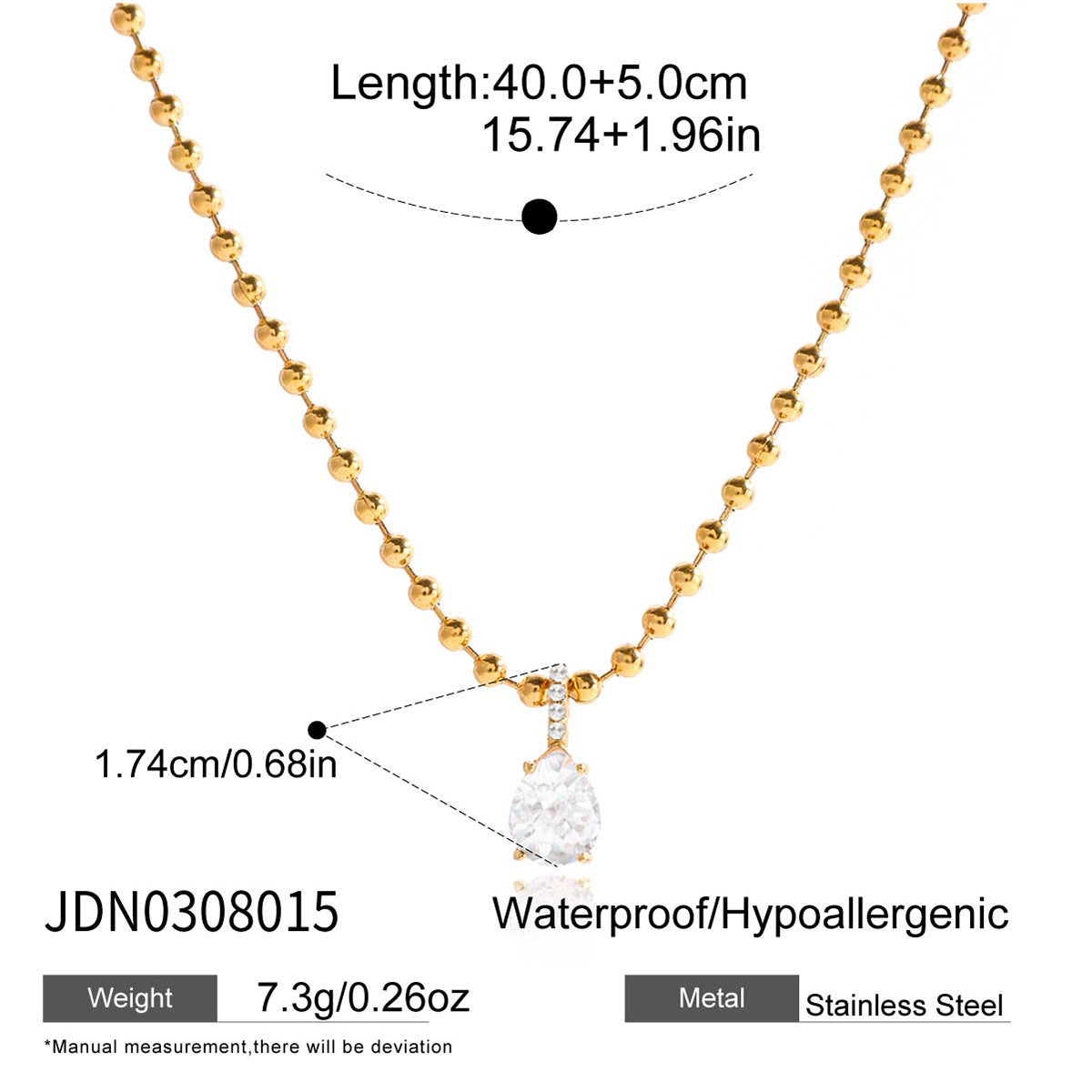 Wholesale Stainless steel zircon pendant necklace