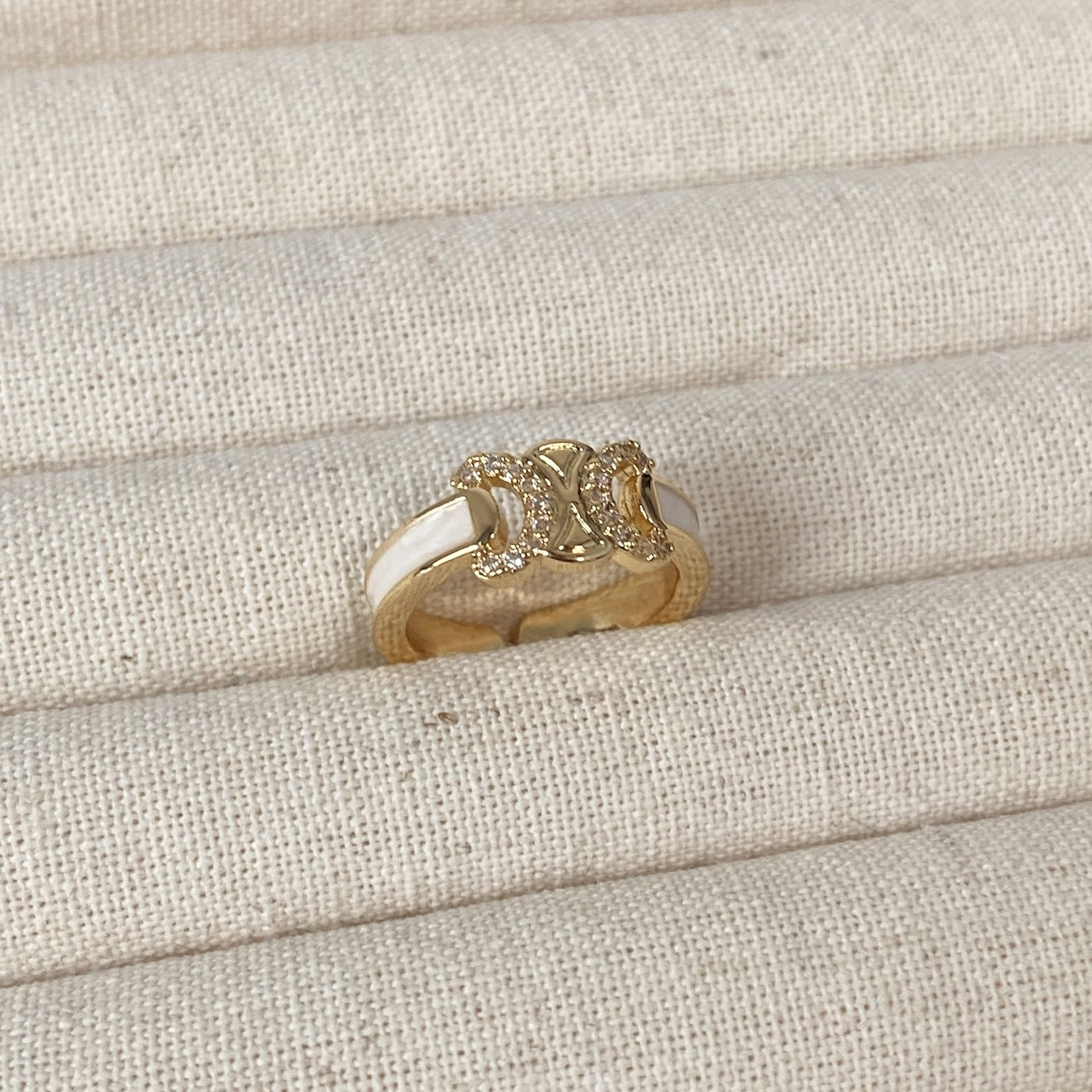 Wholesale Gold Enamel Arc de Triomphe Ring Copper Fashion Accessory Gift Jewelry