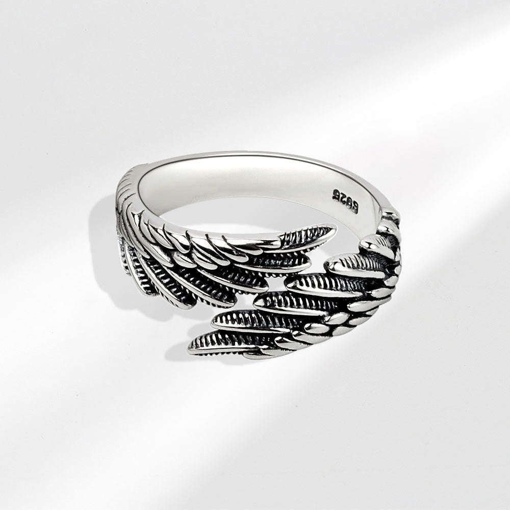 Wholesale Copper Thai Silver Plated Adjustable Angel &  Demon Wings Ring for Couple Gift