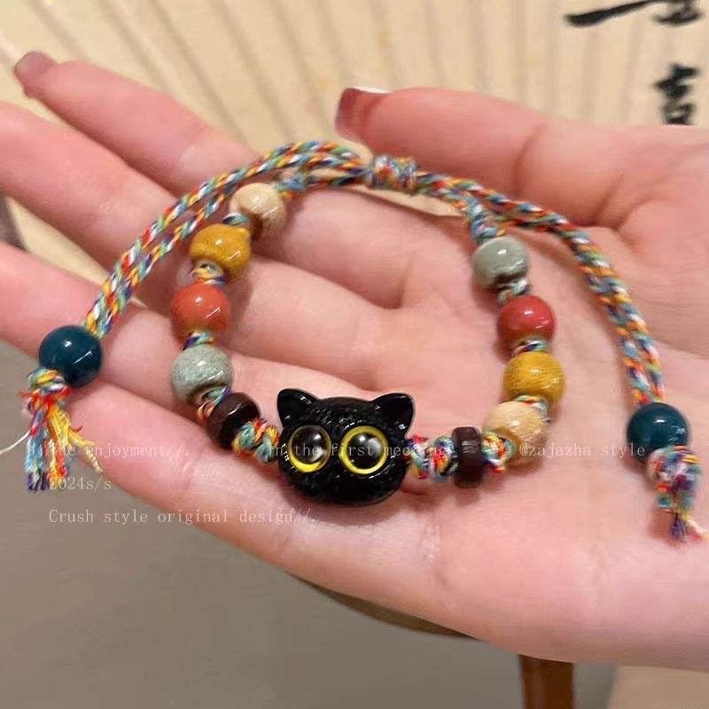 Wholesale Skull Cat Ceramic Braided Bracelet
